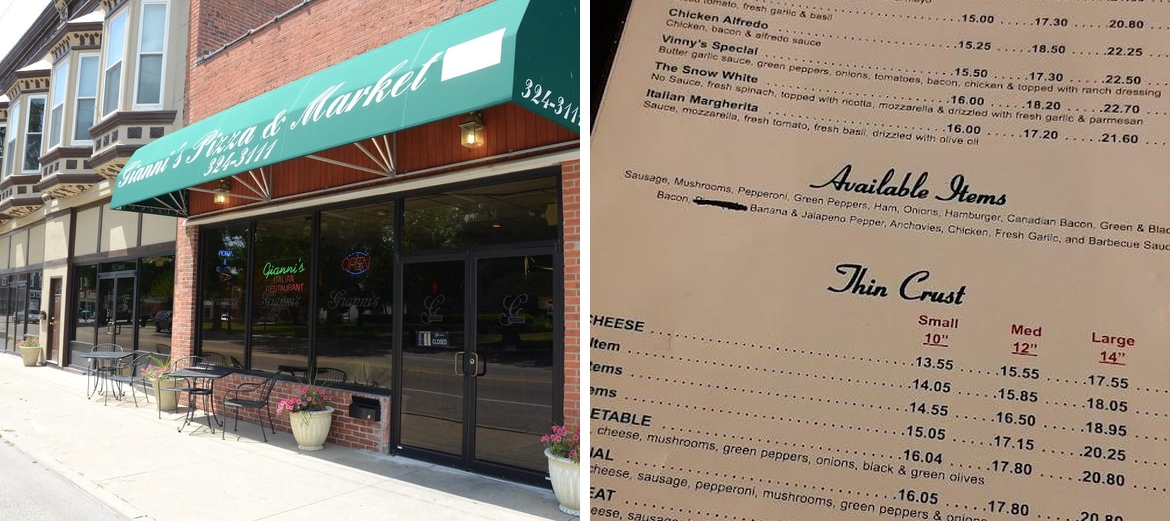 Gianni's Pizza & Italian Ristorante Menu